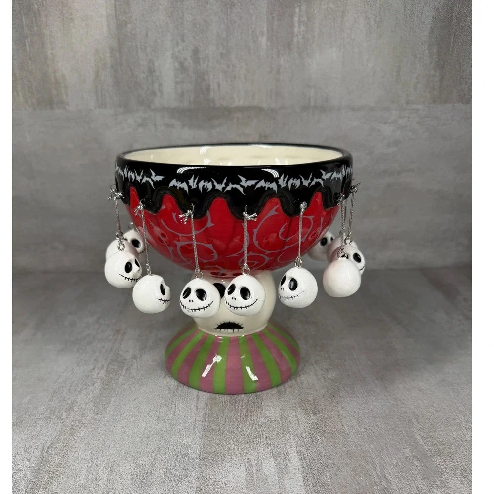 Disney Nightmare Before Christmas Jack Skellington Dangle Charm Pedestal Bowl